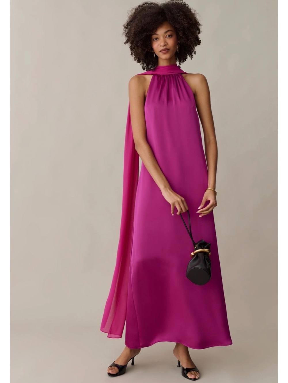 NWT o.p.t By Few Moda Alessia Maxi Dress Chiffon Neck Scarf Size Small Orchid